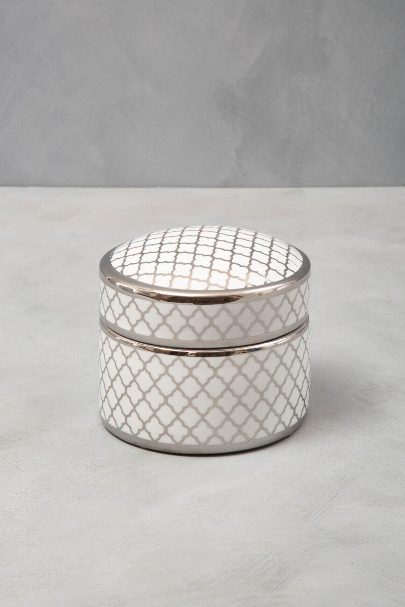 White and Silver Large Ceramic Box
