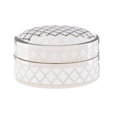 White and Silver Small Ceramic Box