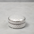 White and Silver Small Ceramic Box