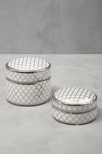 White and Silver Small Ceramic Box