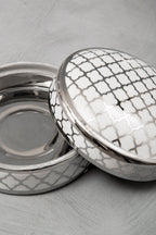 White and Silver Small Ceramic Box