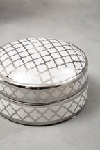 White and Silver Small Ceramic Box