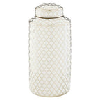 White and Silver Large Ceramic Jar