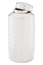 White and Silver Large Ceramic Jar