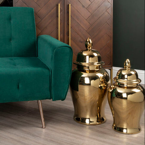 Small Gold Ceramic Jar