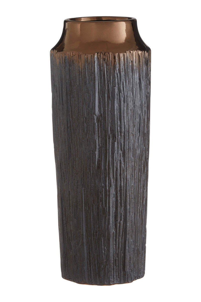 Metallic Ridged Large Vase