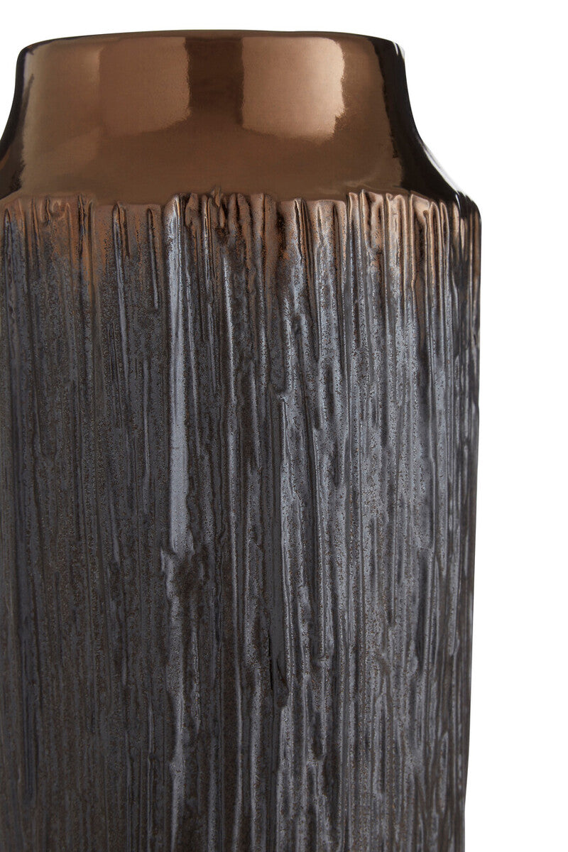 Metallic Ridged Large Vase