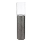 Large Hammered Metal Pillar Candle Holder