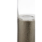 Large Hammered Metal Pillar Candle Holder