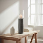Large Hammered Metal Pillar Candle Holder