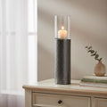 Large Hammered Metal Pillar Candle Holder