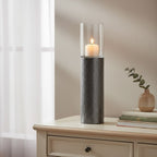 Large Hammered Metal Pillar Candle Holder