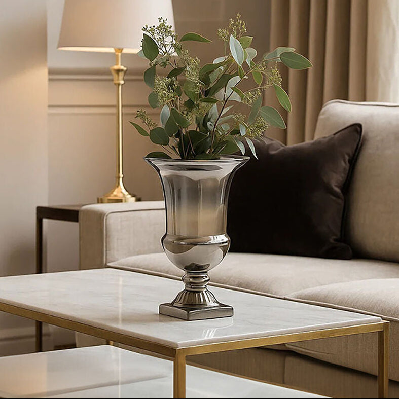 Silver Ombre Finish Glass Small Vase
