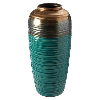 Large Ribbed Ceramic Vase