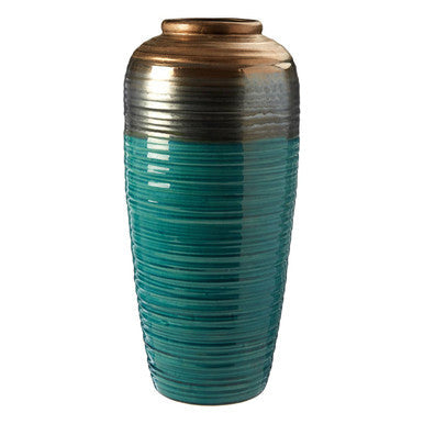 Large Ribbed Ceramic Vase