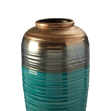 Large Ribbed Ceramic Vase