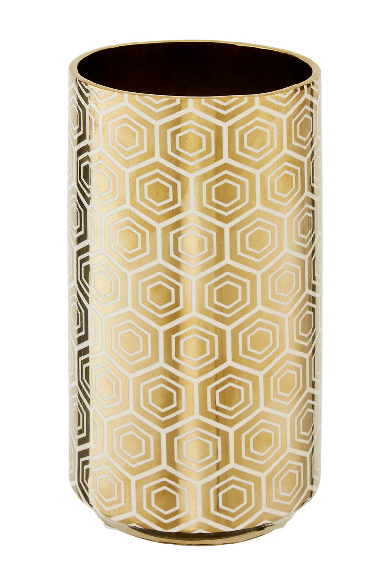 Large Gold and Cream Ceramic Vase