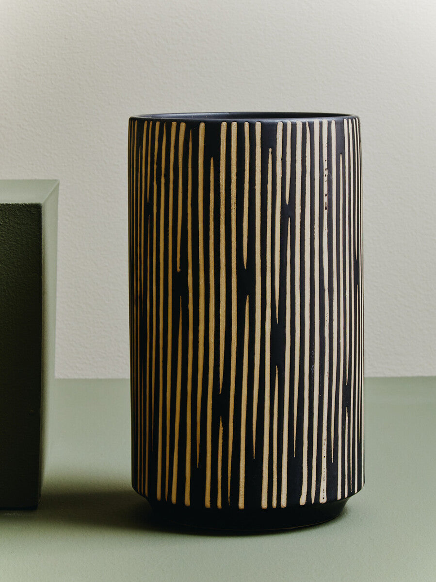 Large Black and Cream Finish Vase