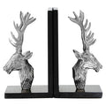 Set of 2 Stag Bookends with Marble Base