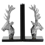 Set of 2 Stag Bookends with Marble Base