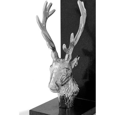 Set of 2 Stag Bookends with Marble Base