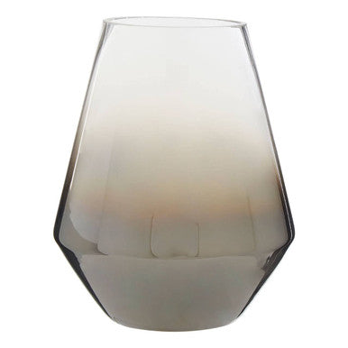 Grey Ombre Finish Glass Large Vase with Tapered Design