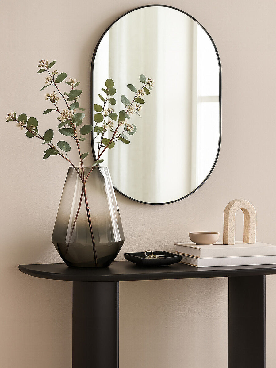 Grey Ombre Finish Glass Large Vase with Tapered Design