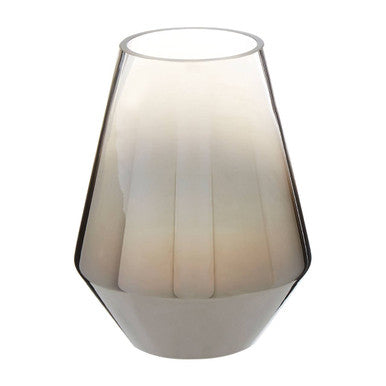 Grey Ombre Finish Glass Small Vase with Tapered Design