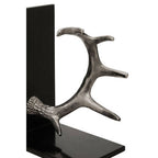 Silver Metal Bookend Set of 2 with Black Marble Bases