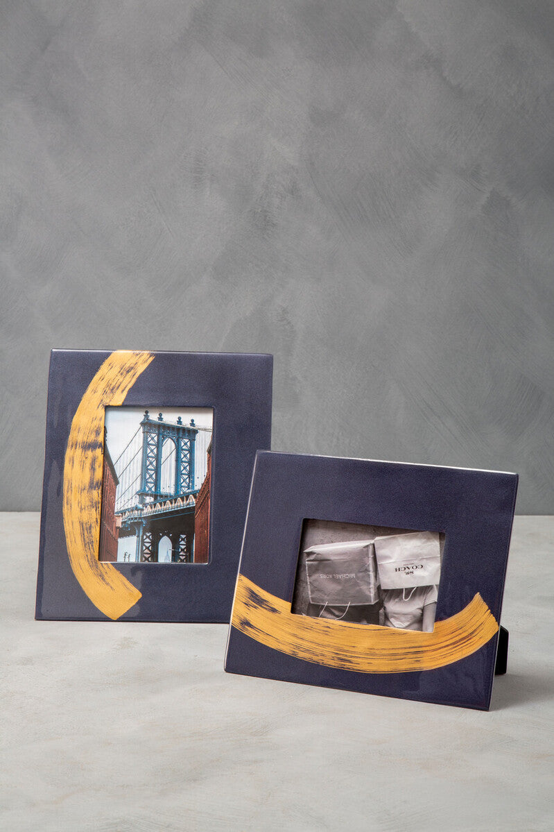 Blue and Gold 5in x 7in Large Photo Frame