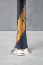 Blue and Gold Metal Candle Holder with Brushstroke Design