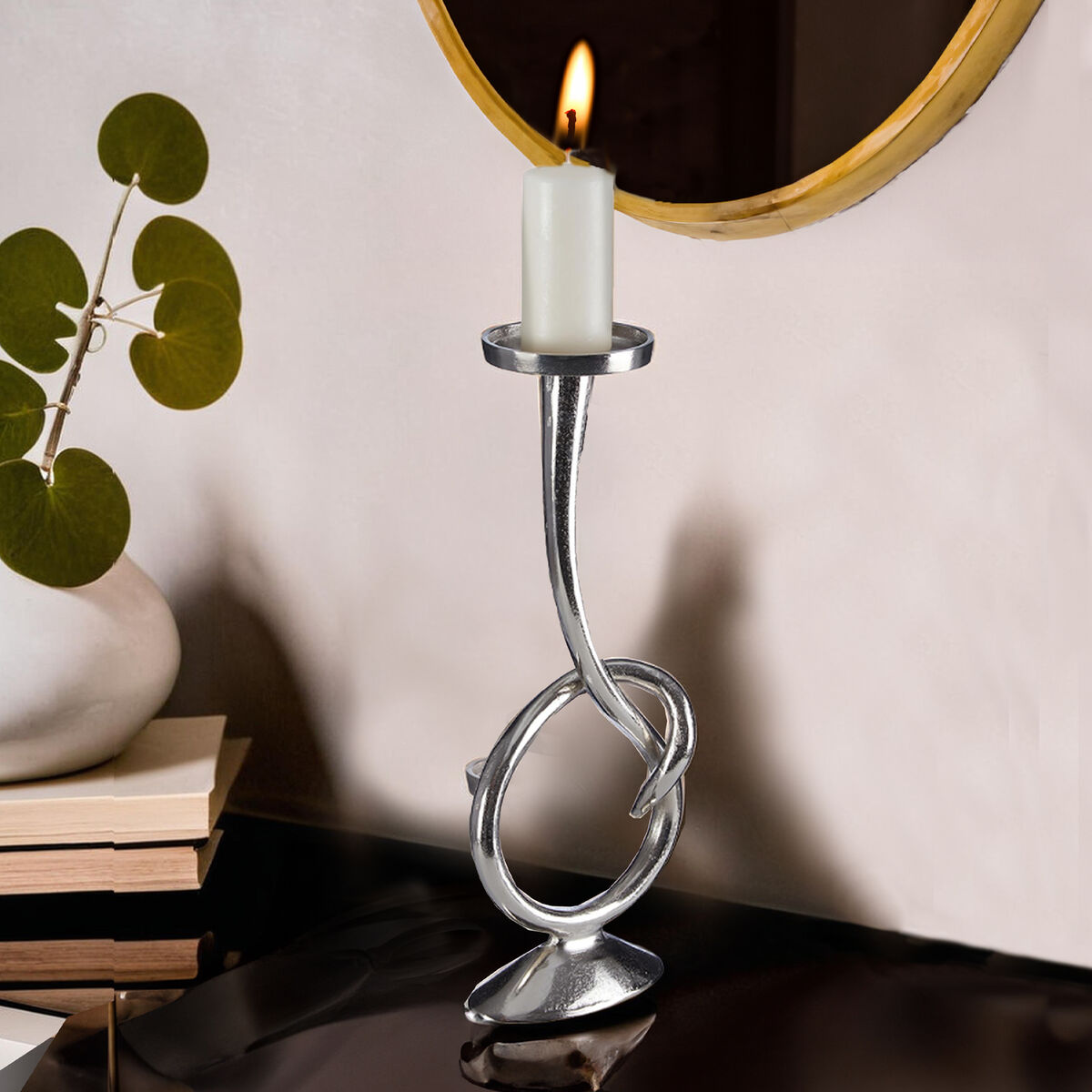 Twist Nickel Candle Holder