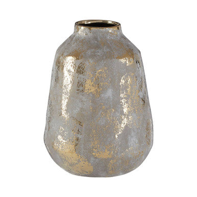 Medium Grey and Gold Ceramic Vase