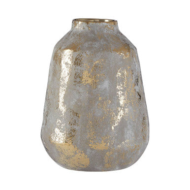 Medium Grey and Gold Ceramic Vase
