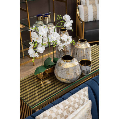 Medium Grey and Gold Ceramic Vase