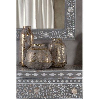 Medium Grey and Gold Ceramic Vase