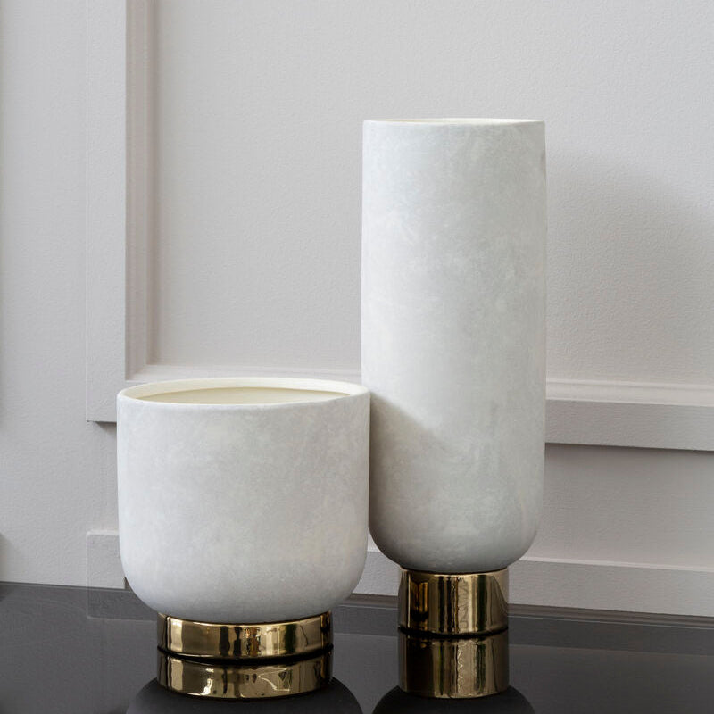 White and Gold Large Pedestal Vase