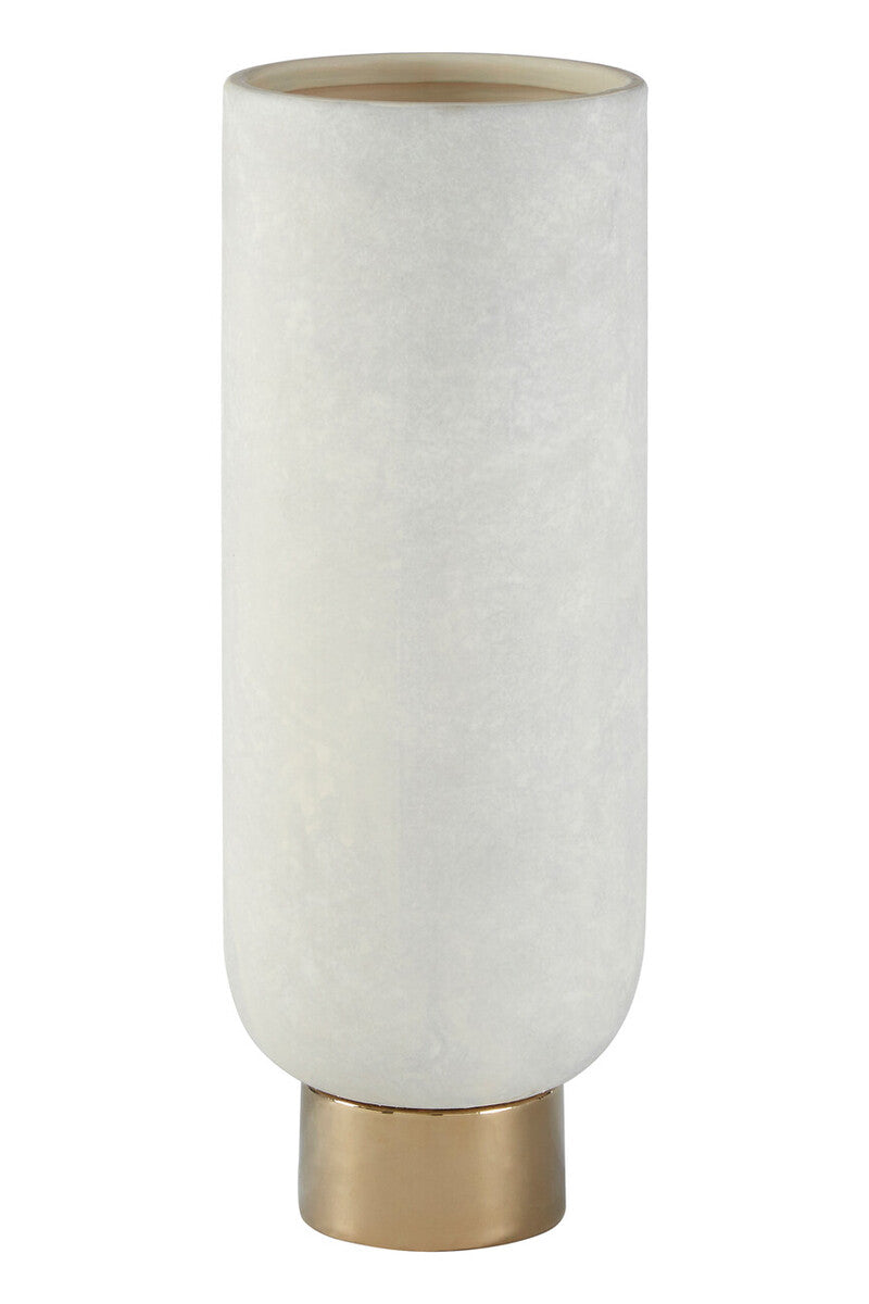 White and Gold Small Pedestal Vase
