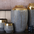 Grey and Gold Small Vase