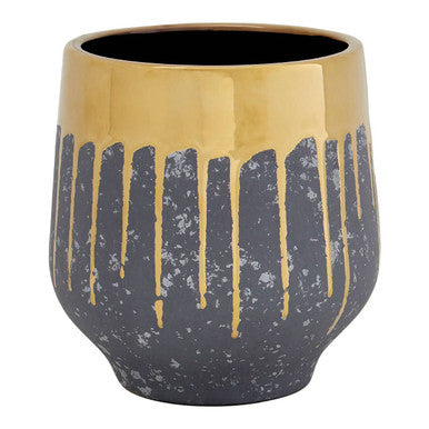 Large Grey and Gold Finish Planter