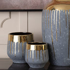 Large Grey and Gold Finish Planter