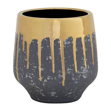 Small Grey and Gold Finish Planter