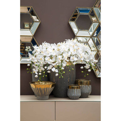 Small Grey and Gold Finish Planter
