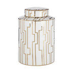 White and Gold Large Decorative Ceramic Jar