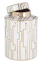 White and Gold Large Decorative Ceramic Jar