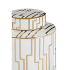 White and Gold Large Decorative Ceramic Jar