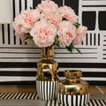 Black and White Striped Large Ceramic Vase