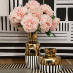 Black and White Striped Large Ceramic Vase