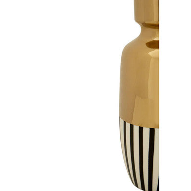 Black and White Striped Large Ceramic Vase