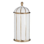 Large White and Gold Ceramic Jar